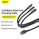 Baseus Tungsten USB - Lightning/ Micro USB/ USB Type-C kábel 3.5A 1.5m fekete (CAMLTWJ-01)