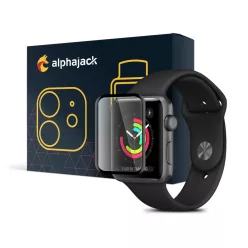   Apple Watch 4/5/6/SE (40mm) 1db Prémum kijelzővédő üvegfólia fekete kerettel Alphajack