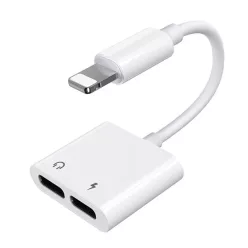   Joyroom Lightning - 2x Lightning elosztó adapter fejhallgató és töltő csatlakozónak fehér (S-Y104)