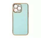 iPhone 13 Pro Max Lighting Color gél tok arany kerettel menta