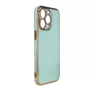 iPhone 13 Pro Max Lighting Color gél tok arany kerettel menta