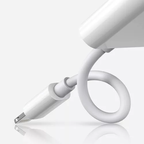 Joyroom Lightning - 2x Lightning elosztó adapter fejhallgató és töltő csatlakozónak fehér (S-Y104)