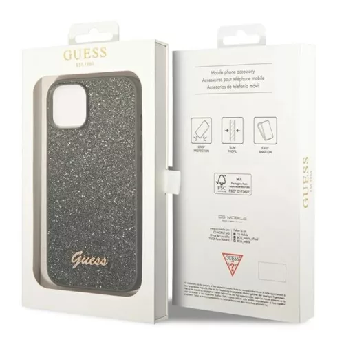 iPhone 14 Plus Guess PC/TPU Glitter Flakes Metal Logo tok zöld (GUHCP14MHGGSHN)