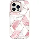 iPhone 14 Pro Max márvány mintás 360 fokos védelmet biztosító TPU tok kijelzővédővel, rózsaszín Alphajack