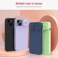  iPhone 14 Plus Nillkin CamShield Silky Magsafe kompatibilis szilikon tok fekete