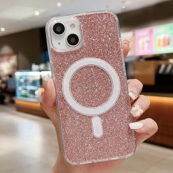   iPhone 14 Plus MagSafe-kompatibilis glitter tok rózsaszín Alphajack