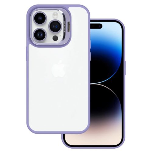 Tel Protect kitámasztós tok + kamera üvegfólia iPhone 12 Pro Max-hoz világoslila