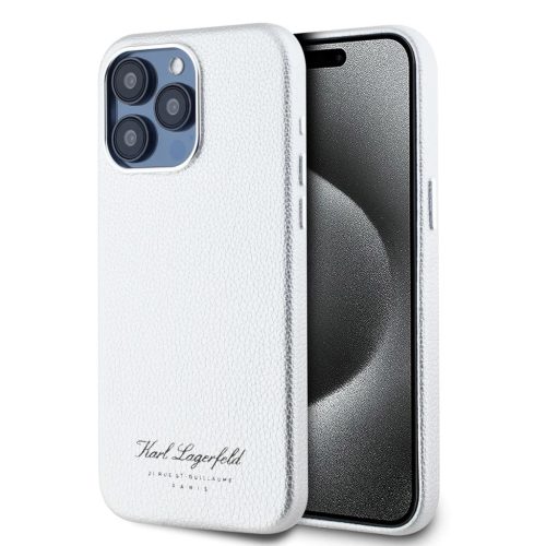 iPhone 15 Pro Max Szürke Karl Lagerfeld Grained PU Hotel RSG tok