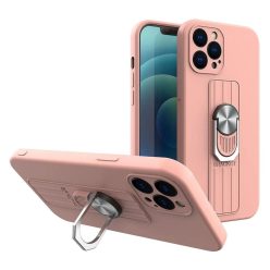   Ring Case szilikon tok ujjpánttal és állvánnyal iPhone XS Max rózsaszín