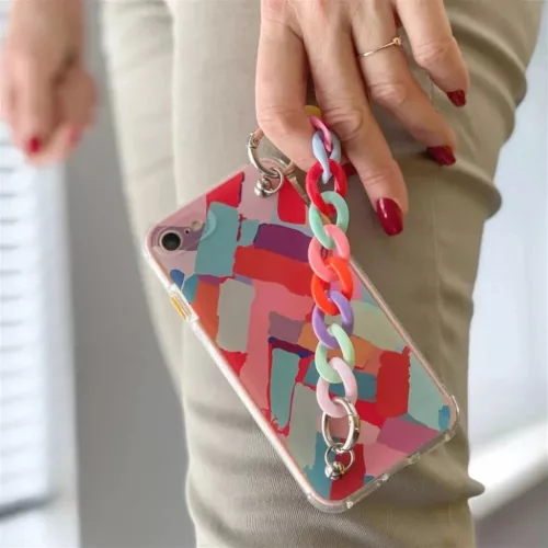 Színes Lánc Tok gél rugalmas elasztikus tok láncos medállal iPhone 13 Pro Max színes (2)