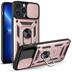  Hibrid Páncél Camshield tok iPhone 13 Pro Max kameravédős páncéltok rózsaszín