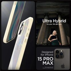 iPhone 15 Pro Max homokbézs Spigen Crystal Hybrid tok