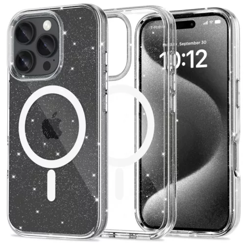 iPhone 16 Pro Tech-Protect Flexair Hybrid Magsafe Glitter tok