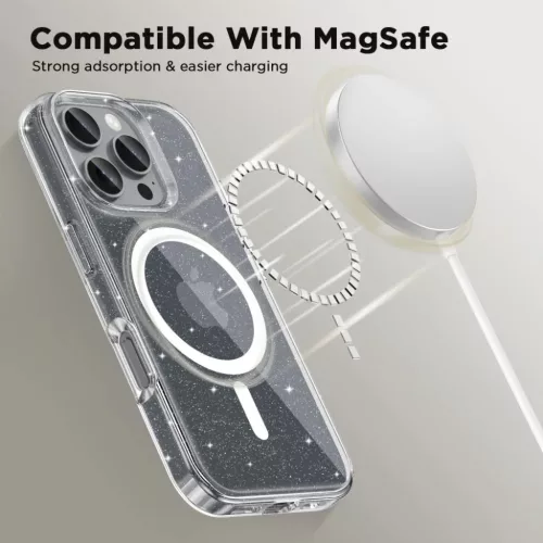 iPhone 16 Pro Tech-Protect Flexair Hybrid Magsafe Glitter tok