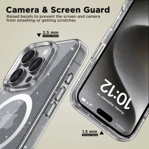 iPhone 16 Pro Tech-Protect Flexair Hybrid Magsafe Glitter tok