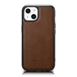   iCarer Leather Oil Wax valódi bőr tok iPhone 14 Plus (MagSafe kompatibilis) barna (WMI14220719-BN),