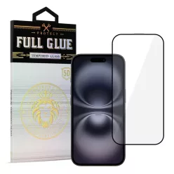   Tempered Glass HARD teljes ragasztós 5D üvegfólia IPHONE 16 PLUS FEKETE üvegfólia