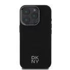 iPhone 16 Pro Fekete DKNY PU Bőr Stack Logo Magsafe tok
