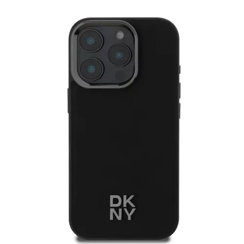 iPhone 16 Pro Fekete DKNY PU Bőr Stack Logo Magsafe tok