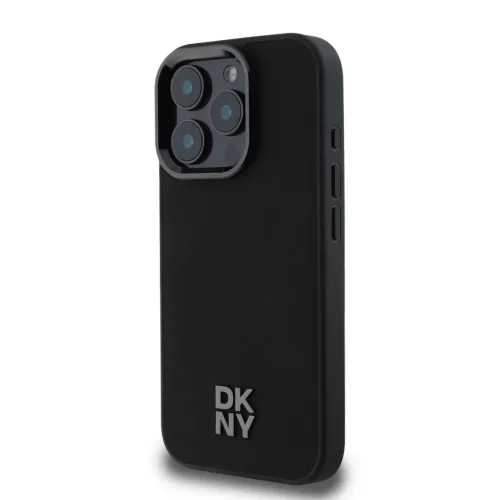iPhone 16 Pro Fekete DKNY PU Bőr Stack Logo Magsafe tok