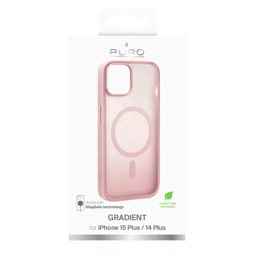 Puro TPU tok integrált mágnesekkel és színátmenetes hatással 'GRADIENT' iPhone 15 Plus-hoz, rózsaszín tok