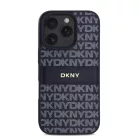 iPhone 16 Pro Kék DKNY PU Bőr Ismétlődő Minta Tonális Csík Tok