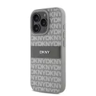 iPhone 16 Pro Bézs DKNY PU Bőr Utánzatmintás Tonális Csíkos Tok