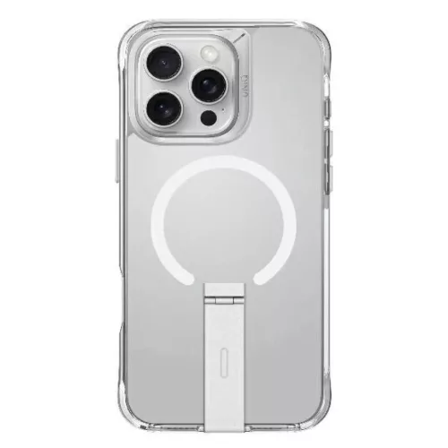 Uniq Eleva tok Vertica állvánnyal iPhone 16 Pro 6.3" átlátszó/lucent clear tok