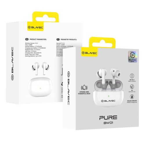 Blavec Bluetooth TWS fülhallgató BW01 Pure (BW01-W) fehér