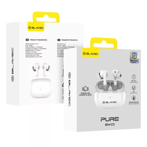Blavec Bluetooth TWS fülhallgató BW01 Pure (BW01-W) fehér