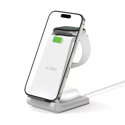 Tech-protect Qi15w-a36 3in1 Vezeték Nélküli Töltő állomás Iphone-hoz Fehér