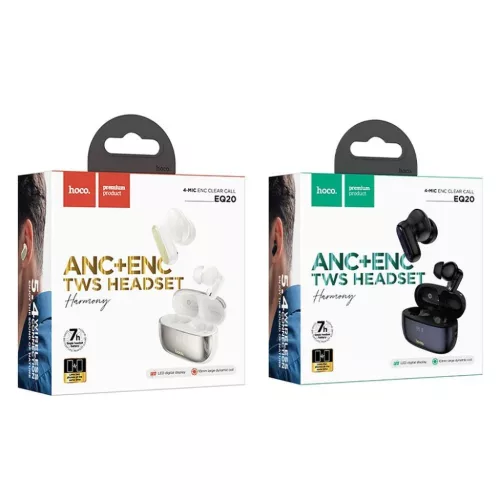 HOCO vezeték nélküli fülhallgató bluetooth TWS ANC + ENC EQ20 fekete,