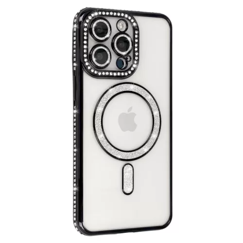 Bling Magsafe tok iPhone 16 Pro fekete