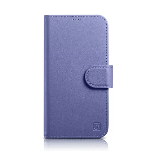 iCarer Wallet Case 2in1 Bőr Fliptok iPhone 14 Pro Max, bőr, Anti-RFID, Világos lila tok