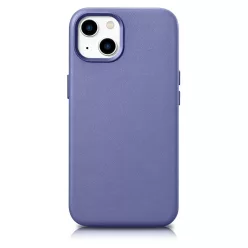   iCarer valódi bőr iPhone 14 Plus világoslila tok (MagSafe kompatibilis) tok