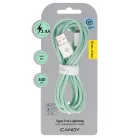 Blavec Cable Candy fonott - USB - Lightning - 2,4A 3 méter (CCA-UL24GN30) zöld Lightning USB kábel