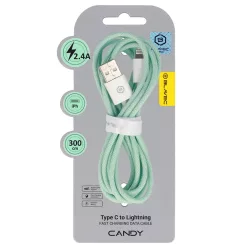   Blavec Cable Candy fonott - USB - Lightning - 2,4A 3 méter (CCA-UL24GN30) zöld Lightning USB kábel