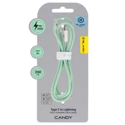   Blavec Cable Candy braided - Type C to Lightning - PD 20W 2,4A 2 metres (CCA-CL24GN20) green