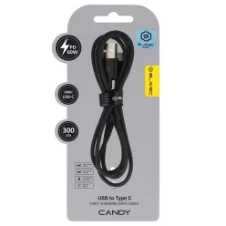   Blavec Kábel Édesség fonott - USB Type-C - PD 60W 3A 3 méter (CCA-UC3B30) fekete
