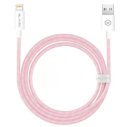 Blavec Cable Candy fonott - USB to Lightning - 2,4A 2 méter (CCA-UL24P20) rózsaszín,