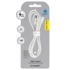 Blavec Kábel Candy fonott - USB-ről Type C-re - PD 60W 3A 2 méter (CCA-UC3W20) fehér
