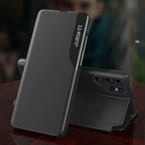 Eco Leather View Case fliptok Samsung Galaxy S24 FE telefonhoz - fekete