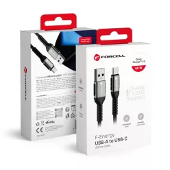   FORCELL F-ENERGY C256 kábel USB A - Type C QC3.0 3A 66W Cafule 2 m fekete