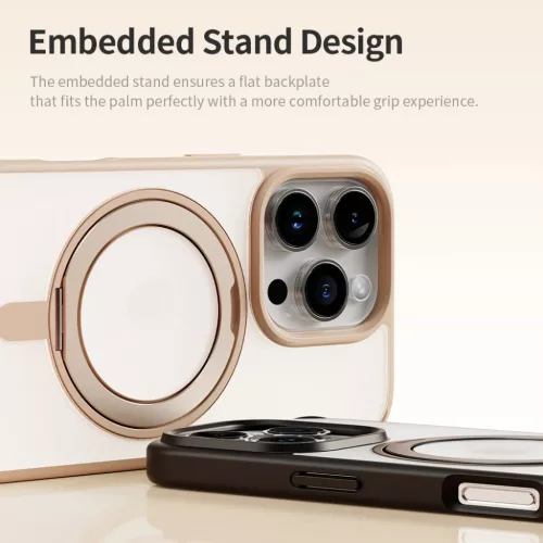 Rock Rotating Stand Soft Touch Series mágneses tok iPhone 16 Pro arany