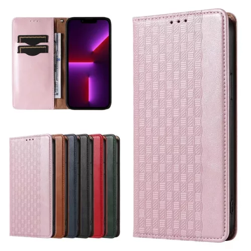 Magnet Strap tok iPhone 14 Plus fliptok pénztárca mini szíj állvány rózsaszín