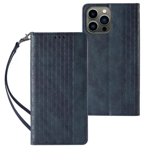 Magnet Strap fliptok iPhone 14 Plus tok tok Láncos Tárca Állvány Kék