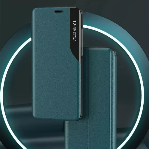 Eco Leather View Case elegáns fliptok kitámasztó funkcióval iPhone 13 Pro narancs tok