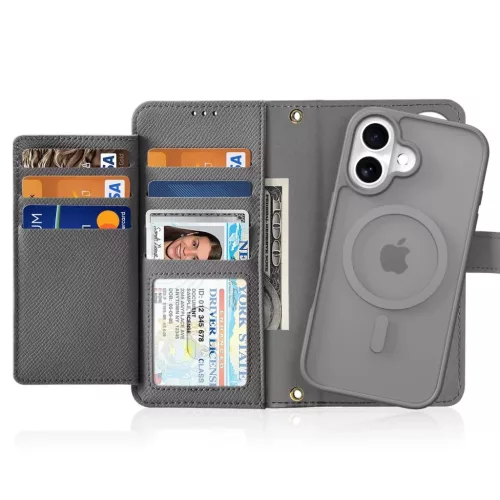 iPhone 16 Szürke Dux Ducis Lawa bőrtok