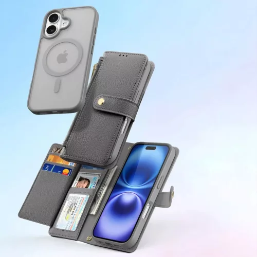 iPhone 16 Szürke Dux Ducis Lawa bőrtok