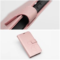   MEZZO fliptok XIAOMI Redmi Note 14 4G (GLOBAL - 164,84mm x 78,15mm x 8,16mm) méretben, rózsa arany mackó mintával tok